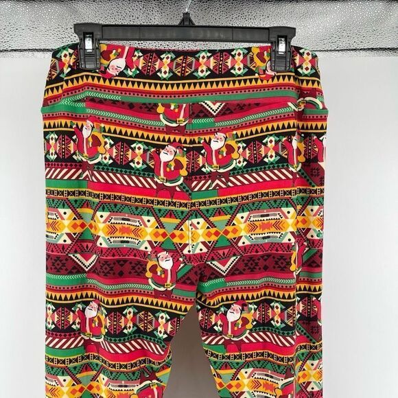 LULAROE Tall & Curvy Santa Claus Aztec Kwanzaa High Rise Christmas Leggings - Picture 7 of 13